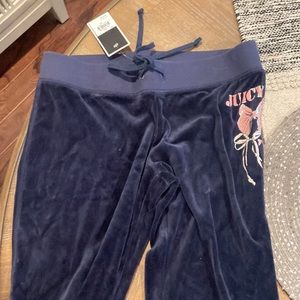 Juicy couture velour navy pants brand new size M